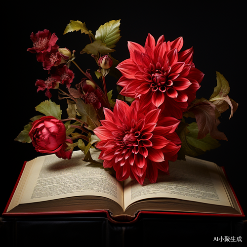 白底红色花卉书文艺复兴
