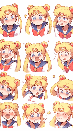 Sailor Moon Emoticons in Pixar Style: Gentle, Beautiful, and Cute Expressions