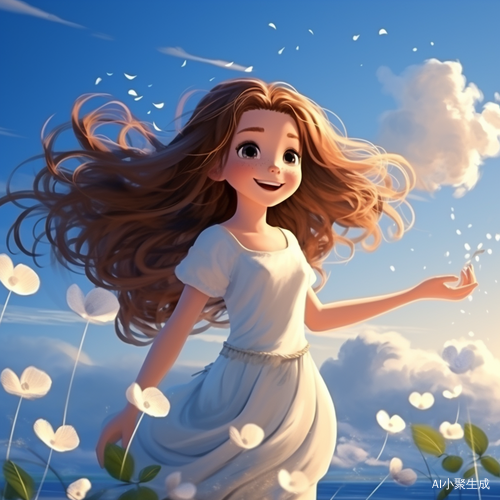 海边女孩与星星般闪光的眼睛