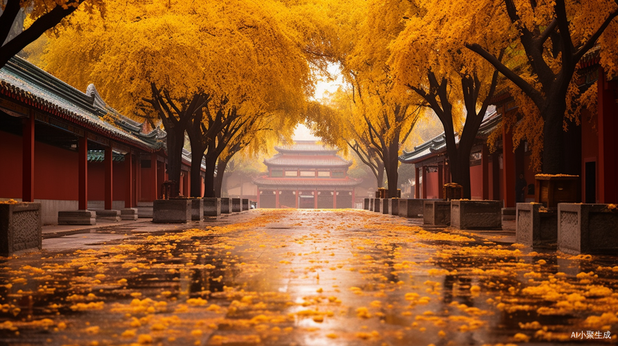 细雨蒙蒙的桂花小巷