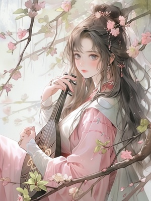 汉服美少女水兵月穿，吉祥花团锦簇