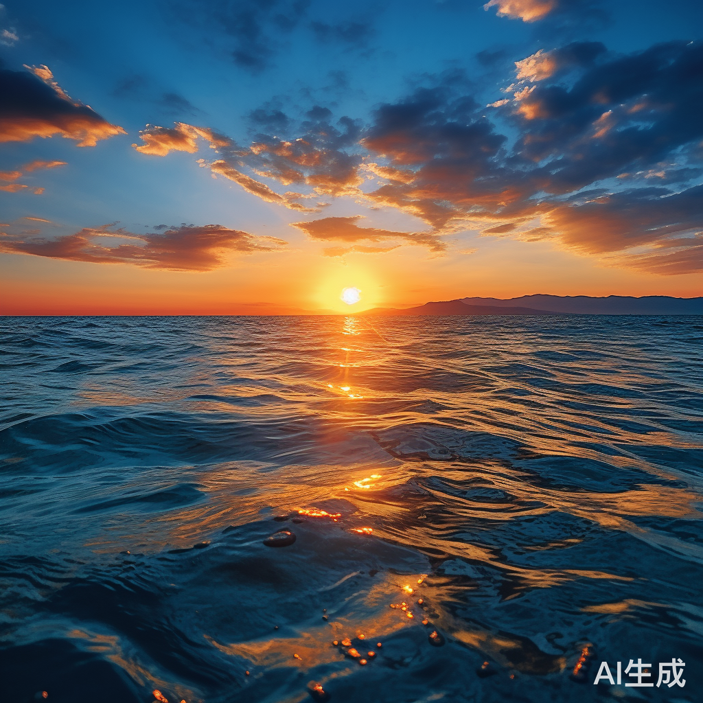 碧蓝海平线的日出