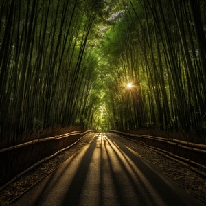 竹林公路太阳照射