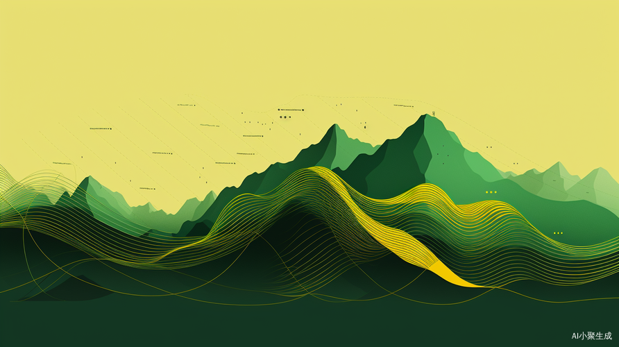 Hand drawn illustrations of continuous green mountains