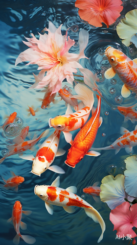 Swimming Goldfish: 3D Rendering of Highly Detailed Abstract Art