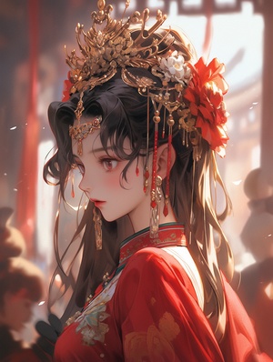 中国古代红衣美女