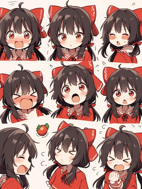 Tomato, chibi, 9 poses and expressions, nine panels, emoticons, emoticons [ happy, cute, expectant, laughing, happy ], ultra high definition