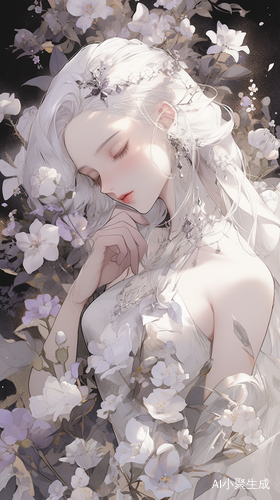 Dark and Brooding Anime Girl with Purple Flowers
