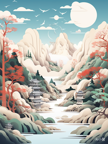 Chinese Landscape Illustration: Multidimensional Paper Cut with Natural Light and Best Quality