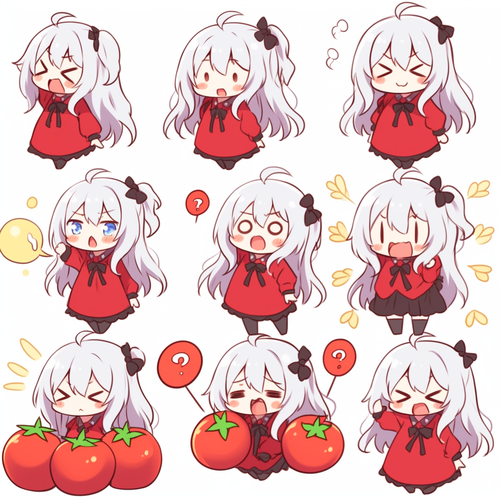 Tomato Chibi: 9 Poses & Expressions with Emoticons