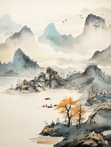 Minimalist Chinese Mountains and Waters with Light Ink and Wash