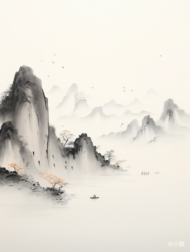 Minimalist Chinese Mountains and Waters with Light Ink and Wash