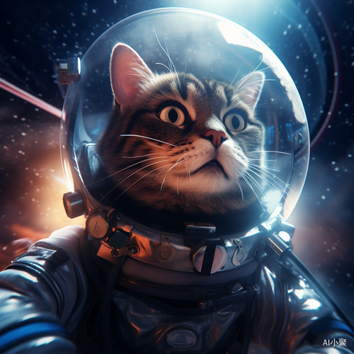 猫穿宇航服在银河系宇宙飞船操控