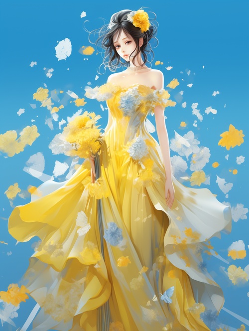 the beauty is standing on the flower, full body ,the facial details are perfect, and the character details are exquisite,trendy fashion clothes, trendy portraits, bright colors, clean background，3D cartoon style rendering,Panoramic view, large aperture,  pop Mart production, delicate gloss,8K gradient translucent glass melt, frosted glass v 6