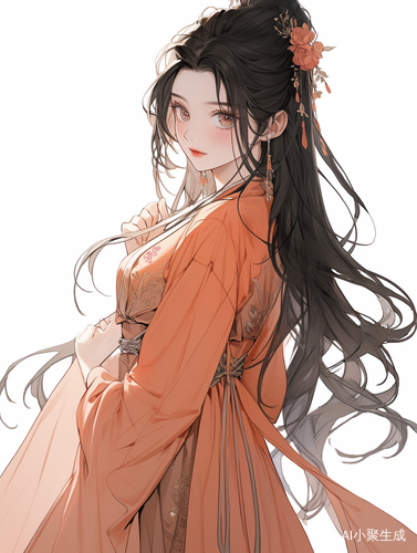 纯白背景中的神采飞扬——穿汉服的女性
