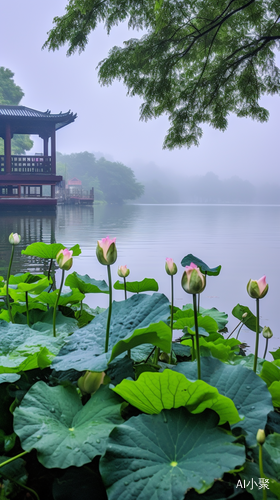 超高清下的杭州西湖烟雨蒙蒙