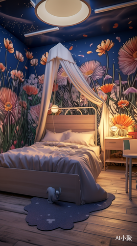 Fantasy Flower Style Children's Room with Single Bed