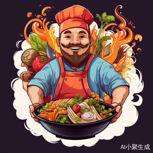 微笑大叔端着重庆面条，色彩丰富热气腾腾