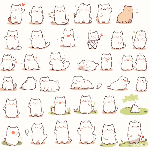 Collection of Illustrations: Bold Comic Lines and Cute Styles of Two White Cats