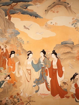 敦煌壁画飞天 Dunhuang frescoes, Dunhuang Feitian, a woman must dance 16K , Best quality , UHD Mountains and Seas Sutra niji 6 ar 3:4 relax s 50敦煌壁画, 敦煌飞天, 女必舞 16K , 最佳画质 , UHD 山海经 niji 6 ar 3:4 relax s 50#咩汪 #AI #midjourney #敦煌飞天 #敦煌壁画 #敦煌 #壁画 #niji6