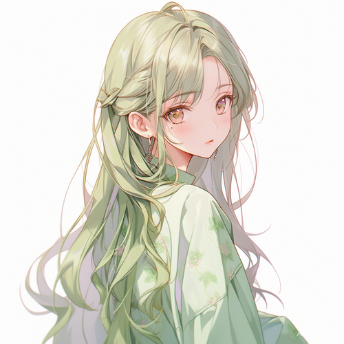 浅绿色薄纱衣下的长发女生