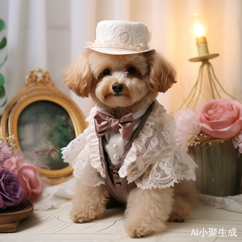 时尚泰迪犬走上走秀台