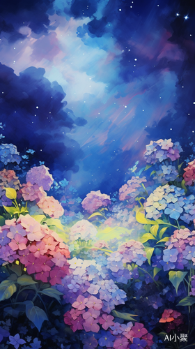 星汉灿烂，花海瑰丽，夜空如画