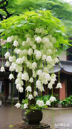 庭院中的古老铃铛花树