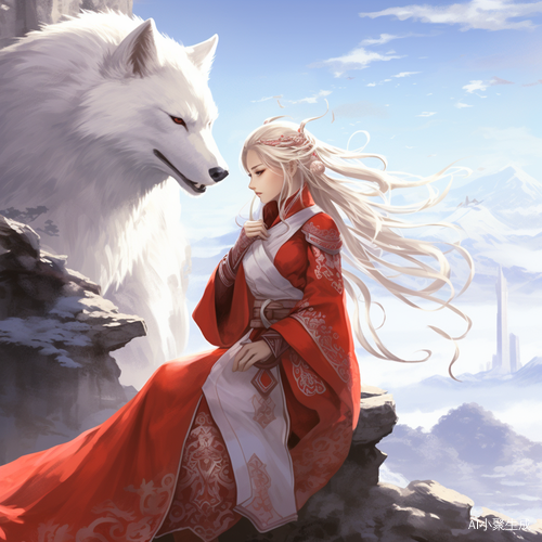 白狐与女孩：雪山间的动人光影
