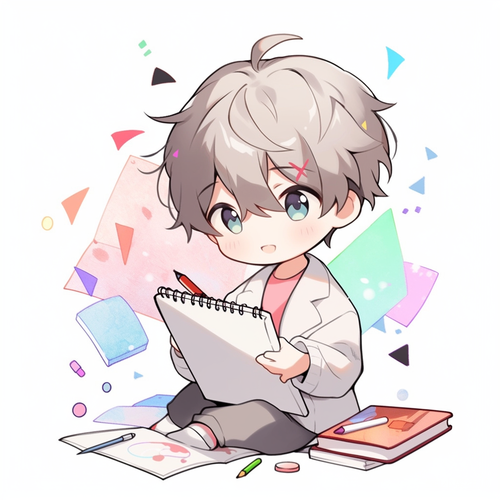 帅哥用线条艺术创作活泼的chibi绘画