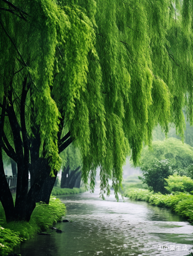 夏日雨后，江南水乡绿意黯然