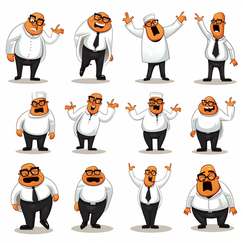 Nine Poses and Expressions: Happy, Angled, Sad, Cracking, Cut, expected, Disappointed, Overspeechness, Shy