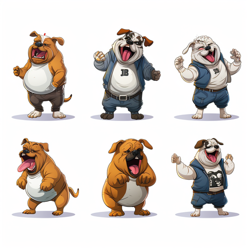 Nine Poses and Expressions of a Cute Dog in KeithHarlem's Graffiti Style