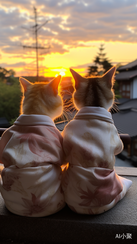 Kittens in Kyoto: A Heartwarming Sunset Moment