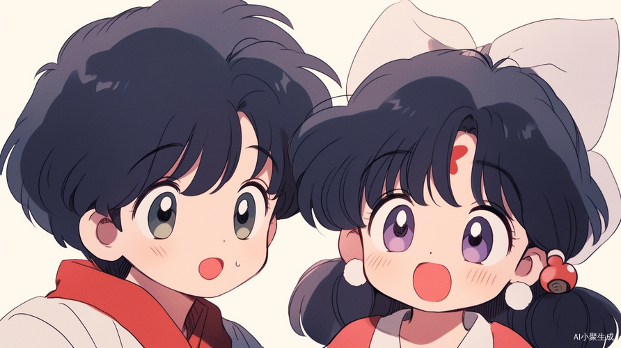 Sweet and Cute 90s Anime Style with Little Boy and Girl