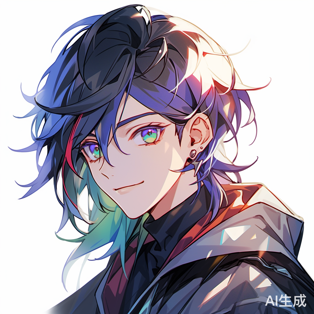 现代男孩微笑头像 白色背景