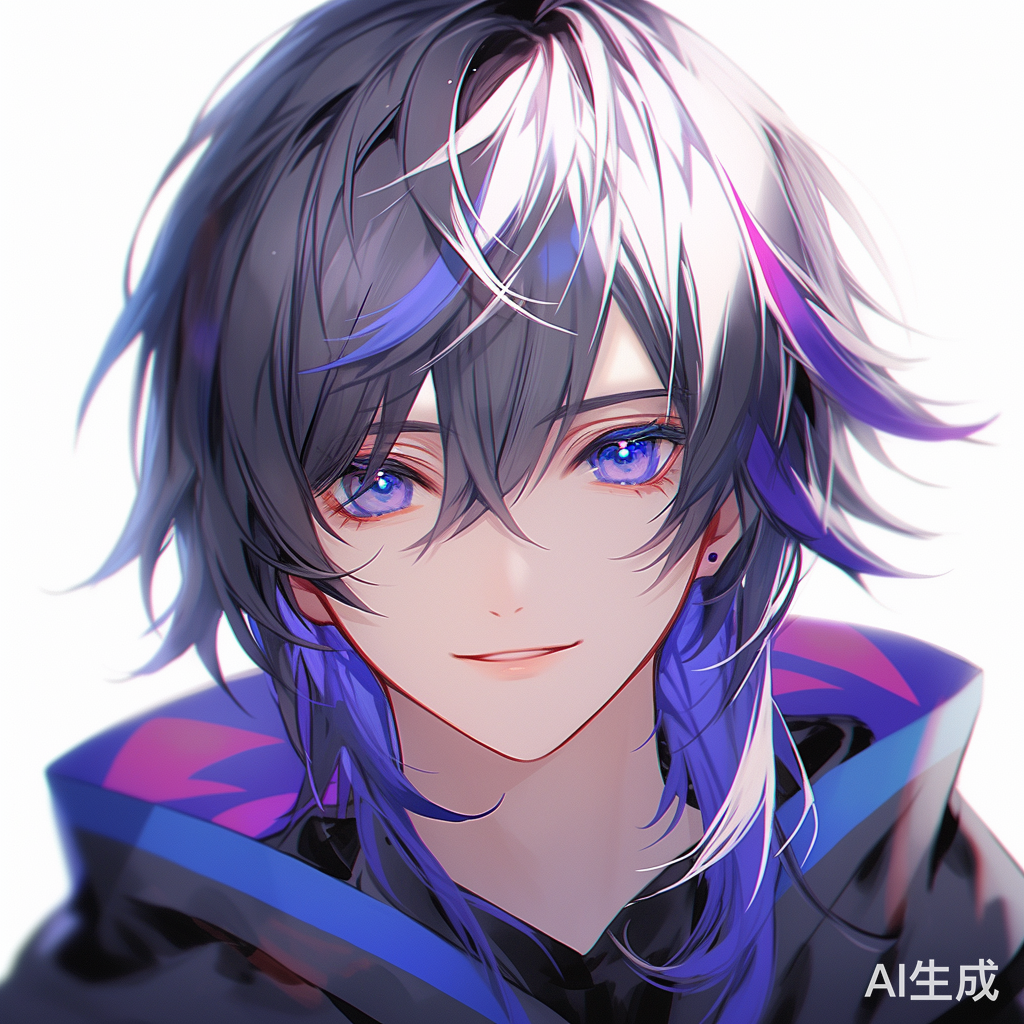 现代男孩微笑头像 白色背景