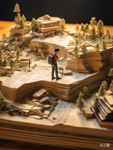 Miniature Landscape with Giant Book and Reader