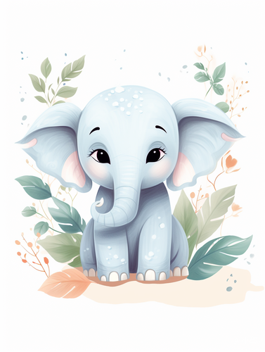 Playful Animation Style with Cute Hand-Drawn Elephant