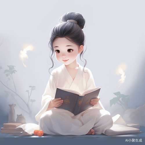 Yumei: The Cute Little Girl Reading in Traditional Clothing