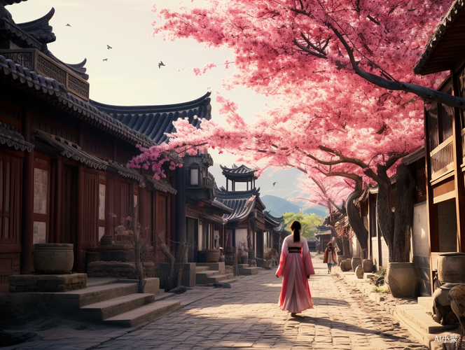 Tang Dynasty Era: Exquisite Beauty of Ancient Chinese Town Street