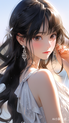 动漫女孩-暖阳黑发甜美笑容白皙肌肤电影感高品质杰作