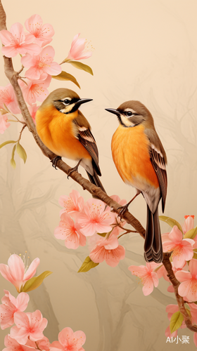 A Stunning Wallpaper: Orioles, Plum Blossoms, and Auspicious Clouds