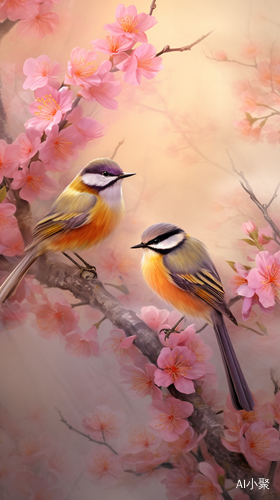 A Stunning Wallpaper: Orioles, Plum Blossoms, and Auspicious Clouds