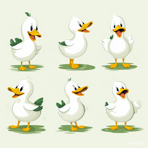 Cute Duck with Expressive Postures and Simple Graphic Features