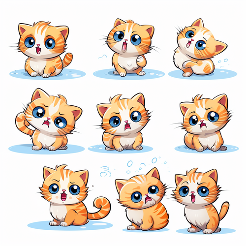 Cute and Exquisite Cat with Multiple Poses and Expressions