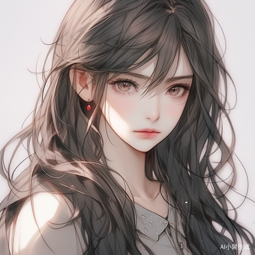 少女长发杏眼红痣