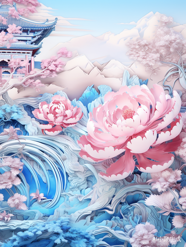 梦回·牡丹亭：粉色与青色的浪漫碰撞