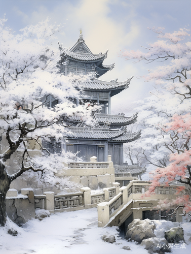 Ancient Chinese Architectural Watercolor Painting