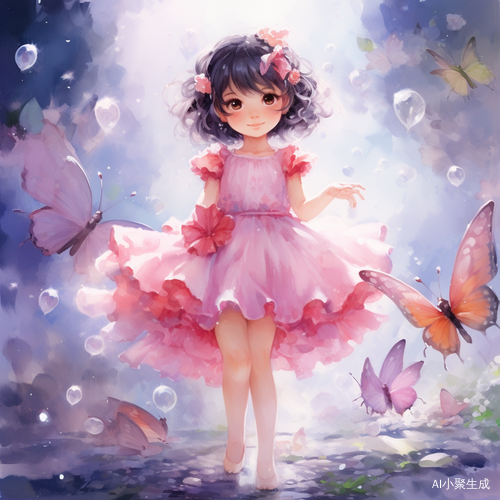 可爱小女孩的梦幻治愈场景：MonoKubo风水彩动漫